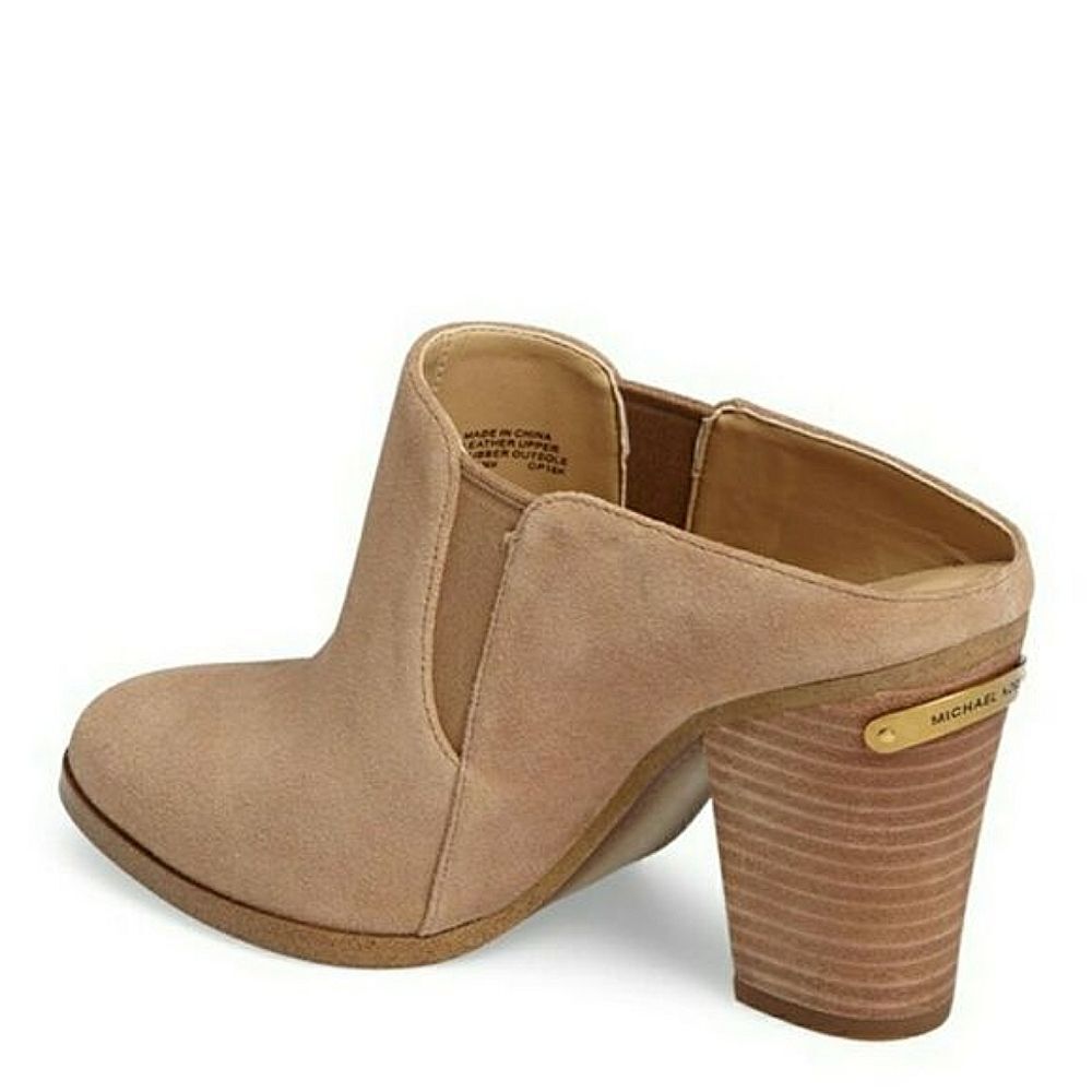 New! MICHAEL KORS Braden Pointed-Toe Suede Mules Slides Shooties Size 7 Cashew - Picture 3 of 12